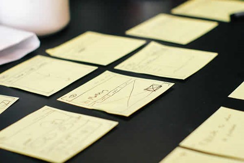 yellow post it notes on desk